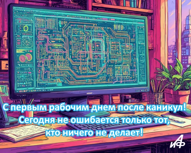 первый рабочий день открытка с мотивацией