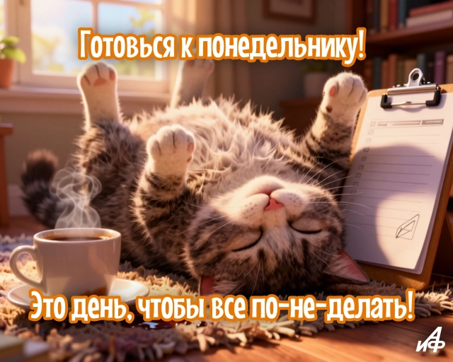 готовься к понедельнику открытка с котиком