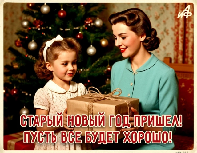 старый новый год открытка семья стихи