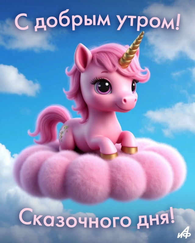 открытка с добрым утром единорог