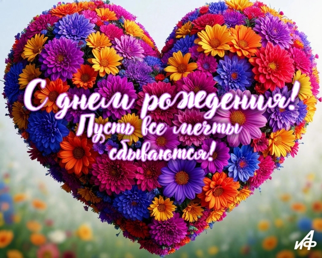 с днем рождения открытки сердце цветы