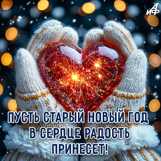 старый новый год открытка сердце любовь