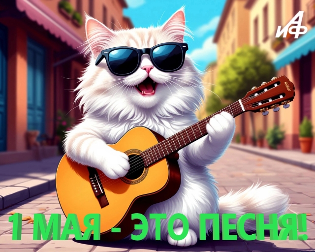 открытка 1 мая котик