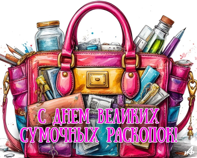 16 января день великих сумочных раскопок открытка женщине