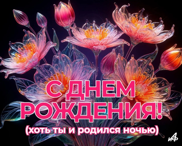 с днем рождения ночью открытка