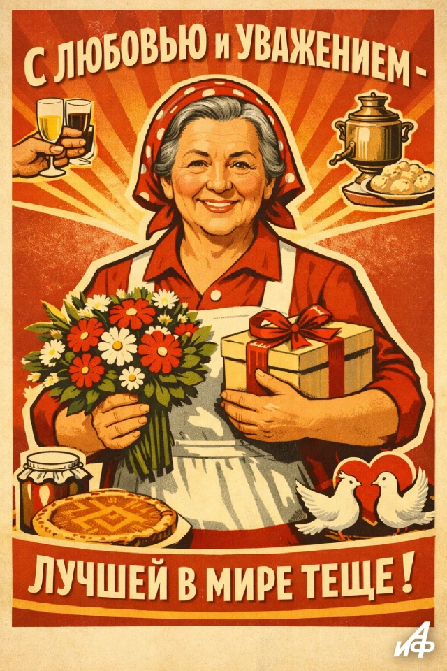 открытка лучшей в мире теще в стиле советского плаката ретро винтаж