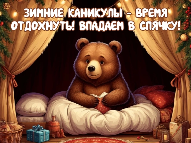 новогодние каникулы открытка