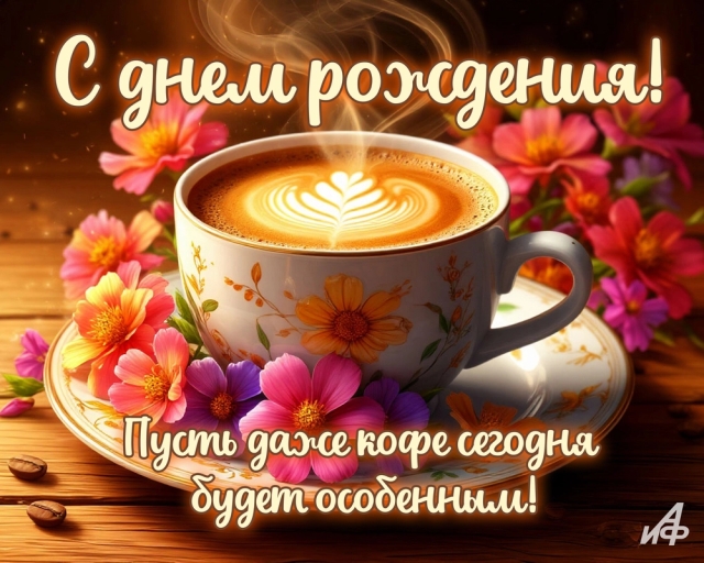 с днем рождения открытка кофе