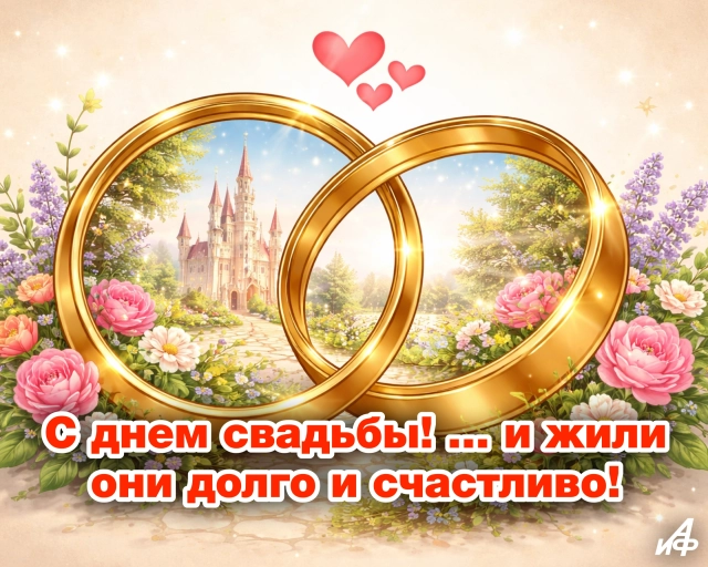 открытка свадьба любовь и счастье пожелания в красивом оформлении