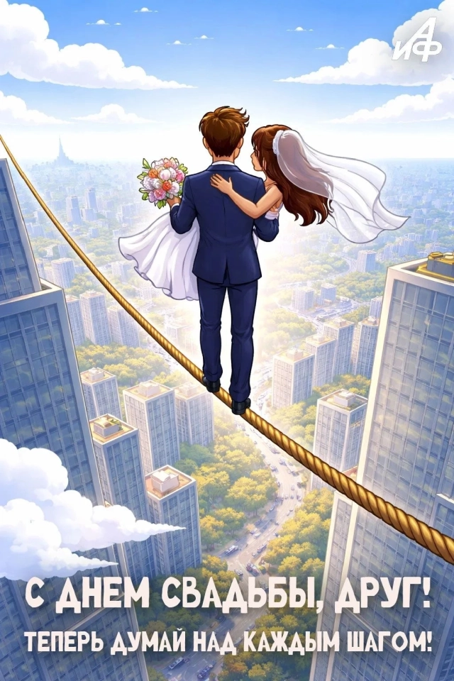 открытка от друзей в день свадьбы для жениха красивая картинка с юмором