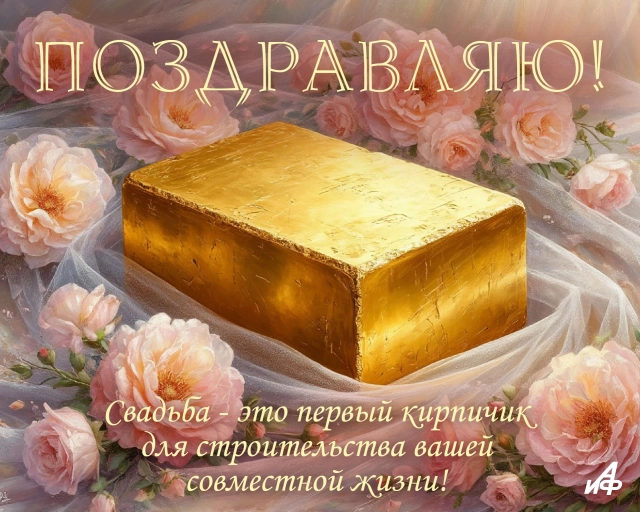 с днем свадьбы золотой кирпич поздравление юмор открытка