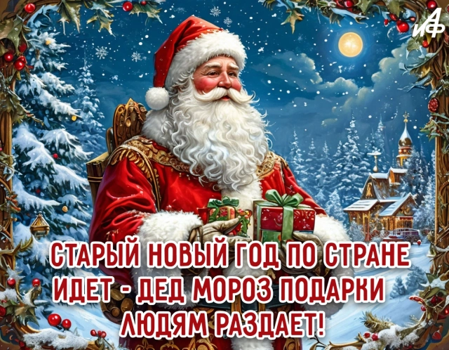 старый новый год открытка дед мороз