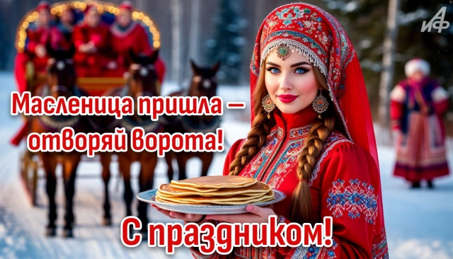 с масленицей открытка