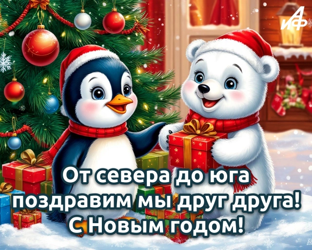 открытка друзья новый год