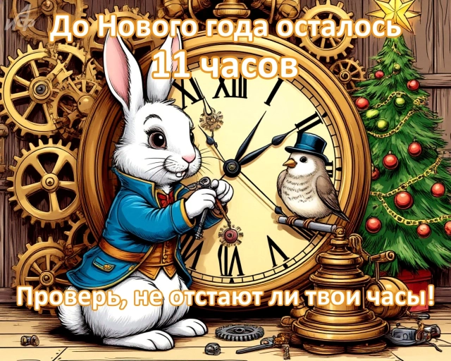 11 часов&nbsp;до нового года открытки