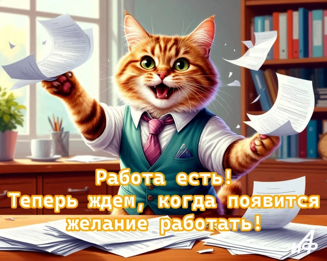 первый рабочий день открытка с юмором
