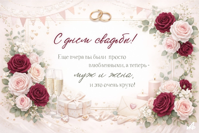 открытка для мужа и жены в день свадьбы с пожеланиями скачать бесплатно
