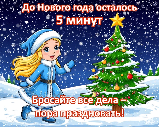 5 минут до нового года открытки