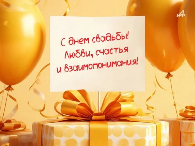 с днем свадьбы открытка в золотом стиле для молодоженов