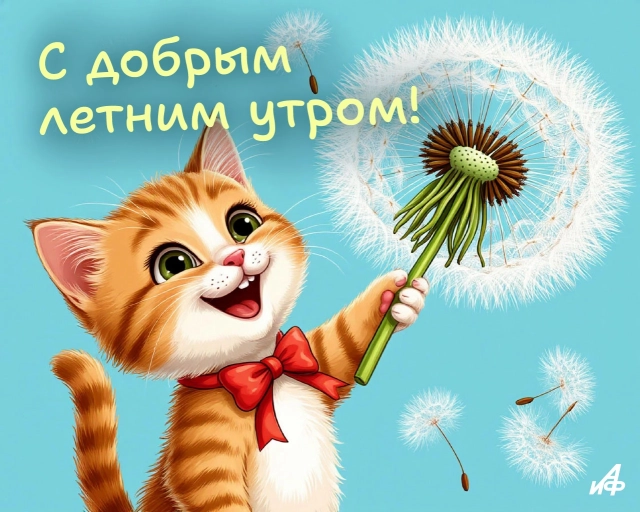 открытка с добрым утром котик