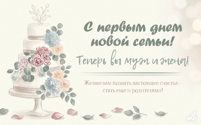 с днем свадьбы красивая открытка для мужа и жены в нежных тонах