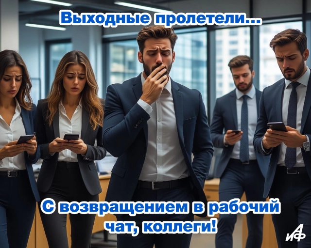 открытка в понедельник для рабочего чата