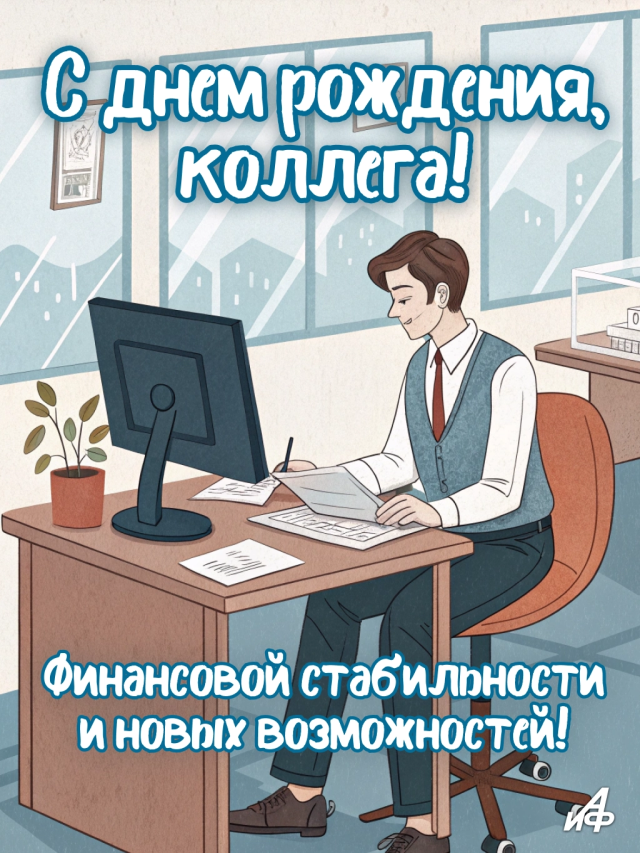 с днем рождения открытка для коллеги