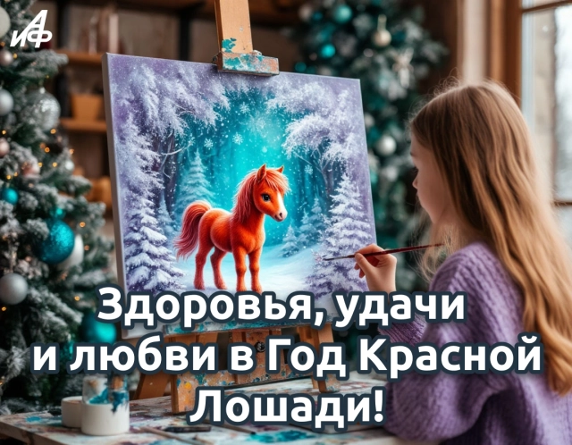 открытка с годом лошади 2026