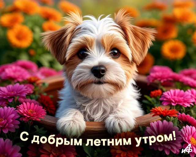 открытка с добрым утром собачка