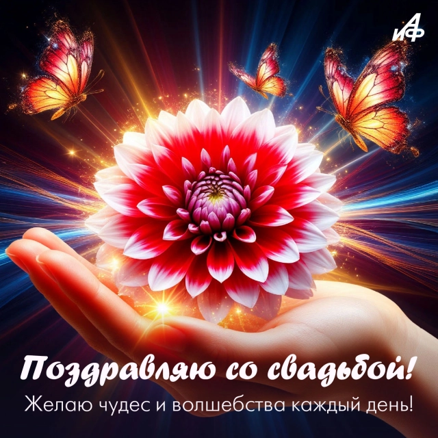 поздравляю с днем свадьбы красивая и яркая открытка для молодых