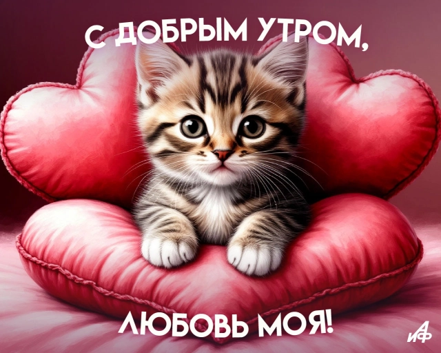 открытка с добрым утром котик любовь