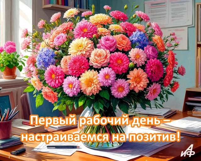 первый рабочий день открытки с цветами