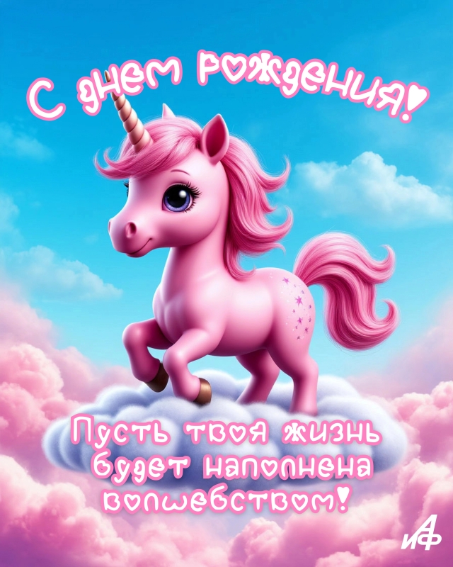 с днем рождения открытка единорог милота