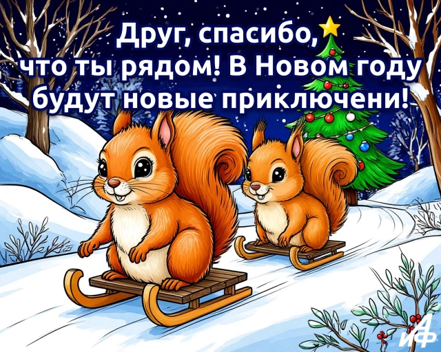 с новым годом друг открытка