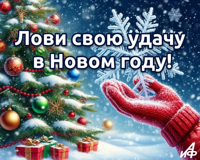 с новым годом удачи открытка