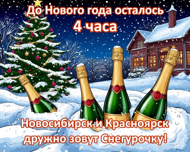 4 часа&nbsp;до нового года открытки