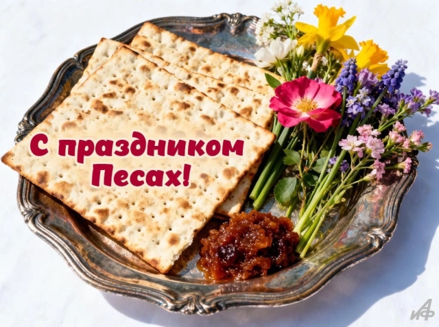 поздравление с Песахом красивая открытка