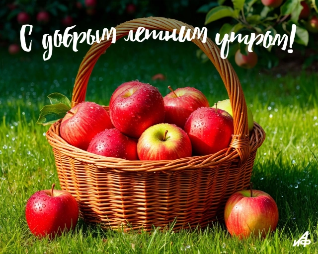 открытка с добрым утром яблоки
