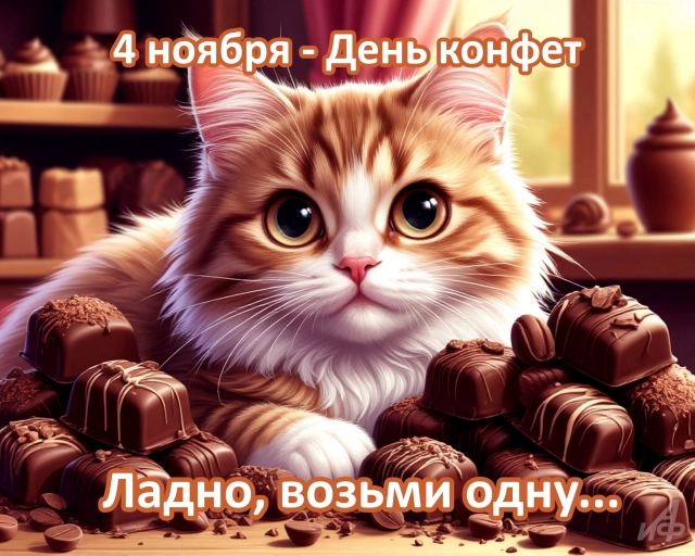 открытка с котом день конфет