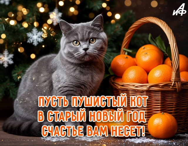 старый новый год открытка &nbsp;кот стихи