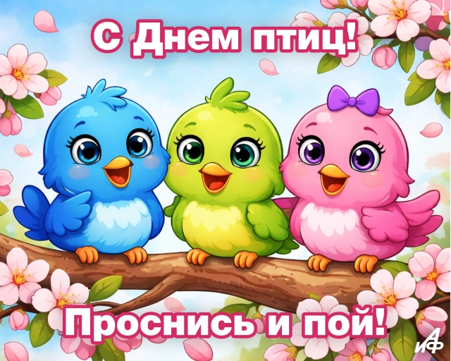 с днем птиц 1 апреля открытка