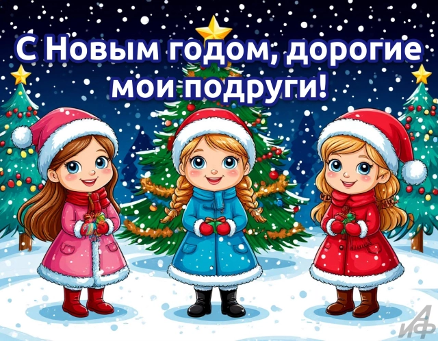 с новым годом подруги открытка