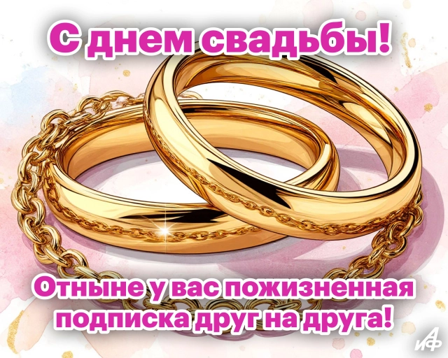 открытка с кольцами свадьба символ любви и брака юмор