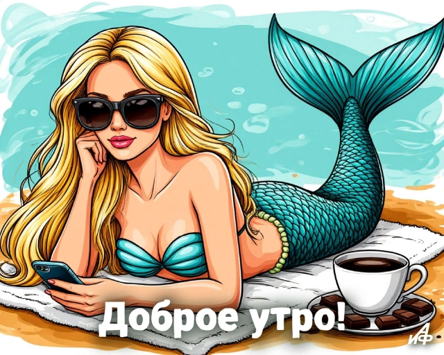 открытка с добрым утром русалка