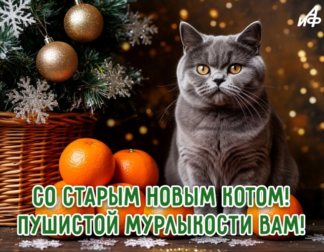 старый новый год открытка котик